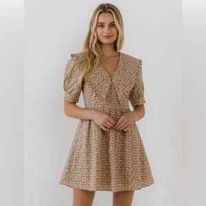 Anthropologie English Factory Floral Mini Dress Peter Pan Ruffle Cottage Medium